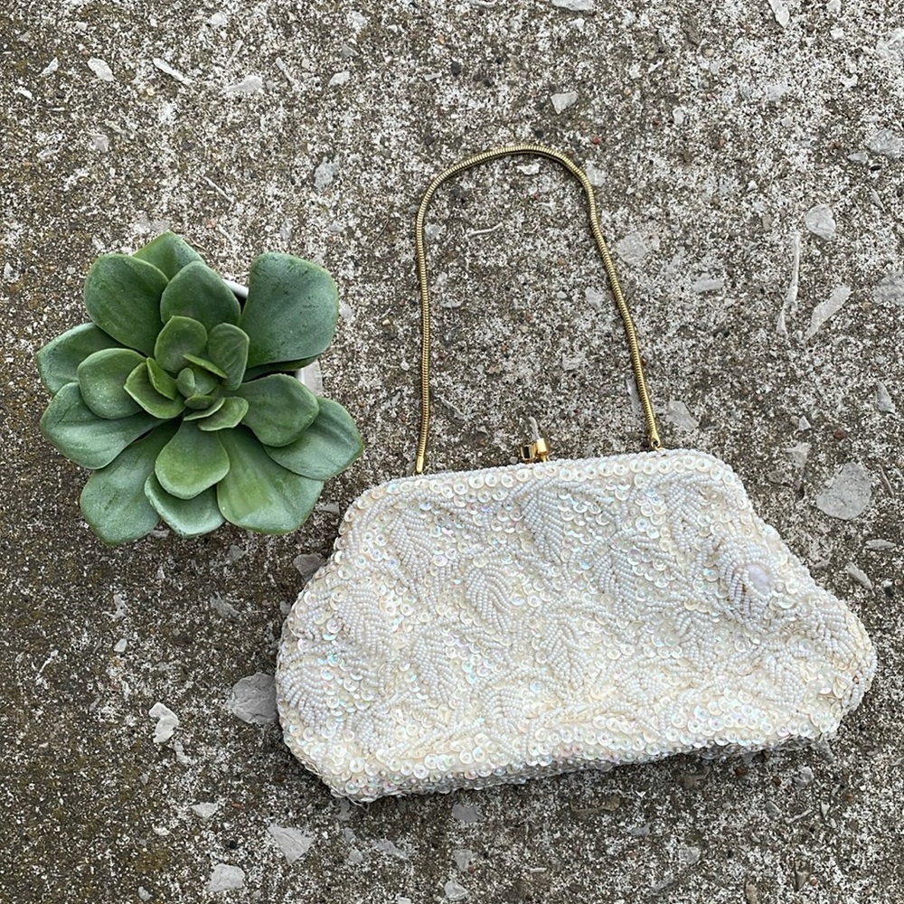 Hand Made Jem Vintage Beaded Sequined Formal Prom Wedding Clutch Purse